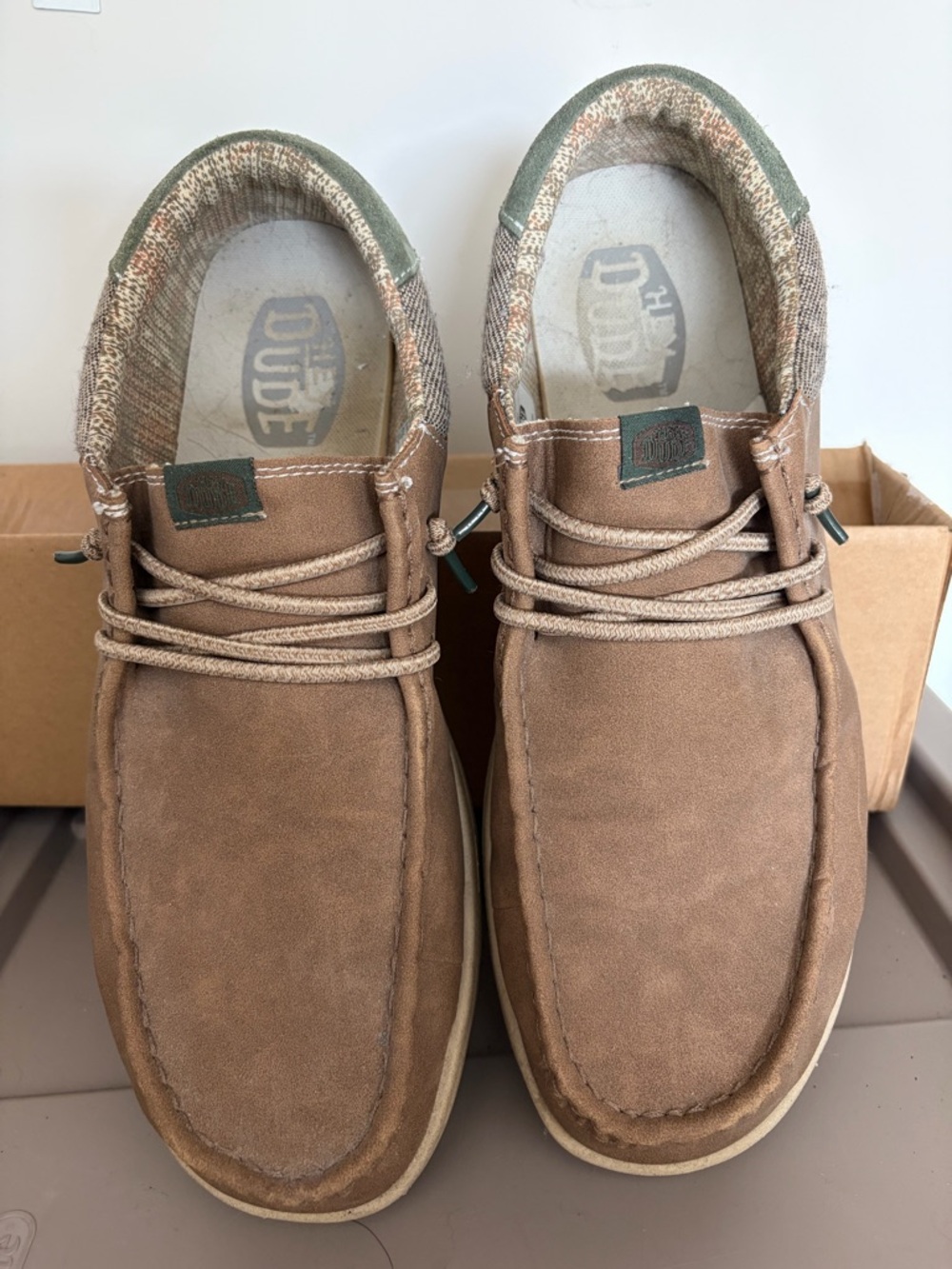 Hey Dude Tan Suede-Look Men's Slip-On Loafers